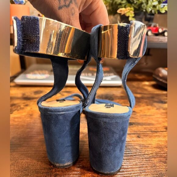 Zara Blue Suede Chunky Heels size 36eu (6us) - Picture 10 of 13